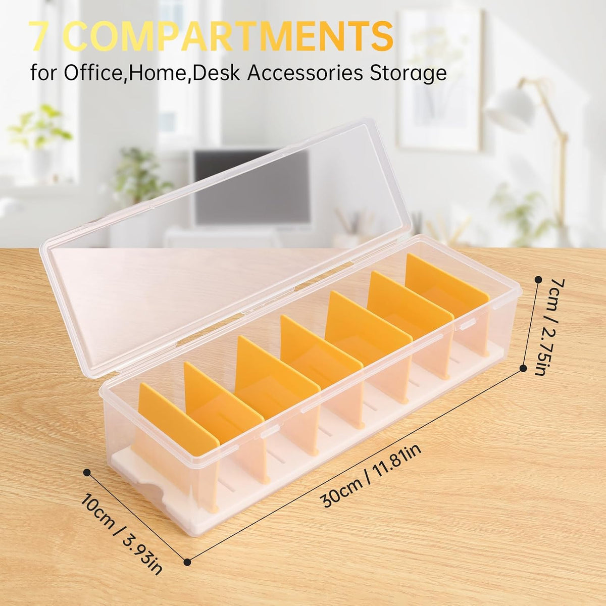 PAVSTINE Clear Cable Organizer Box with Lid and Adjustable Dividers