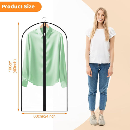 12 Pack Clear Garment Bags, 24 x 40 In Clothes Covers For Suits & Coats