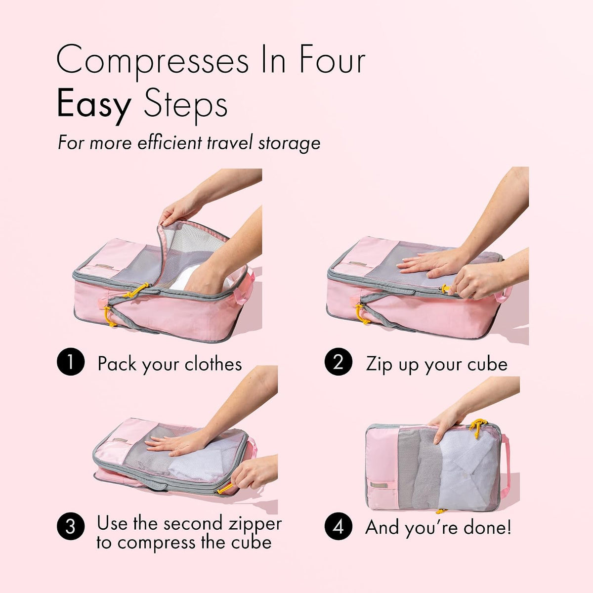 (Not Made In China) Compression Packing Cubes For Travel, Lightweight Organizer Bags for Suitcases and Luggage, 6pc set