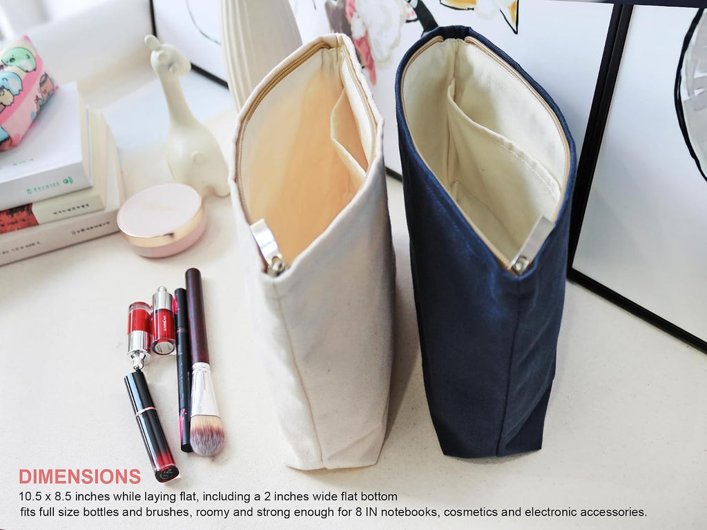 HAPPYHEIDI Large Makeup Bag Travel Cosmetic Pouch, Raw White Upgraded