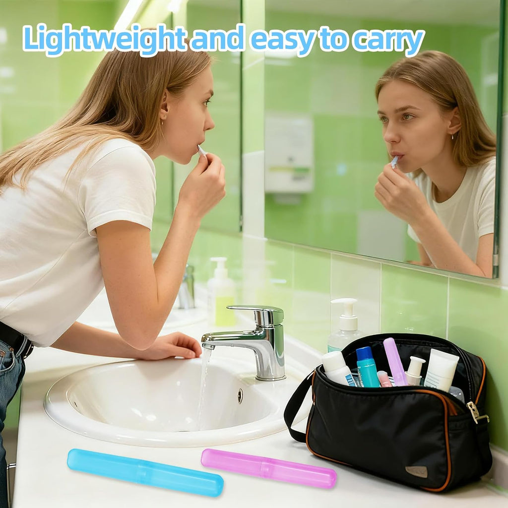 21 Pcs Travel Toothbrush Holders,Plastic Toothbrush Case,7 Colors