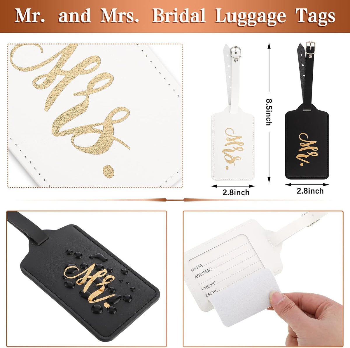Saintrygo 5 Pcs Mr and Mrs Passport Holder Luggage Tags Honeymoon Set