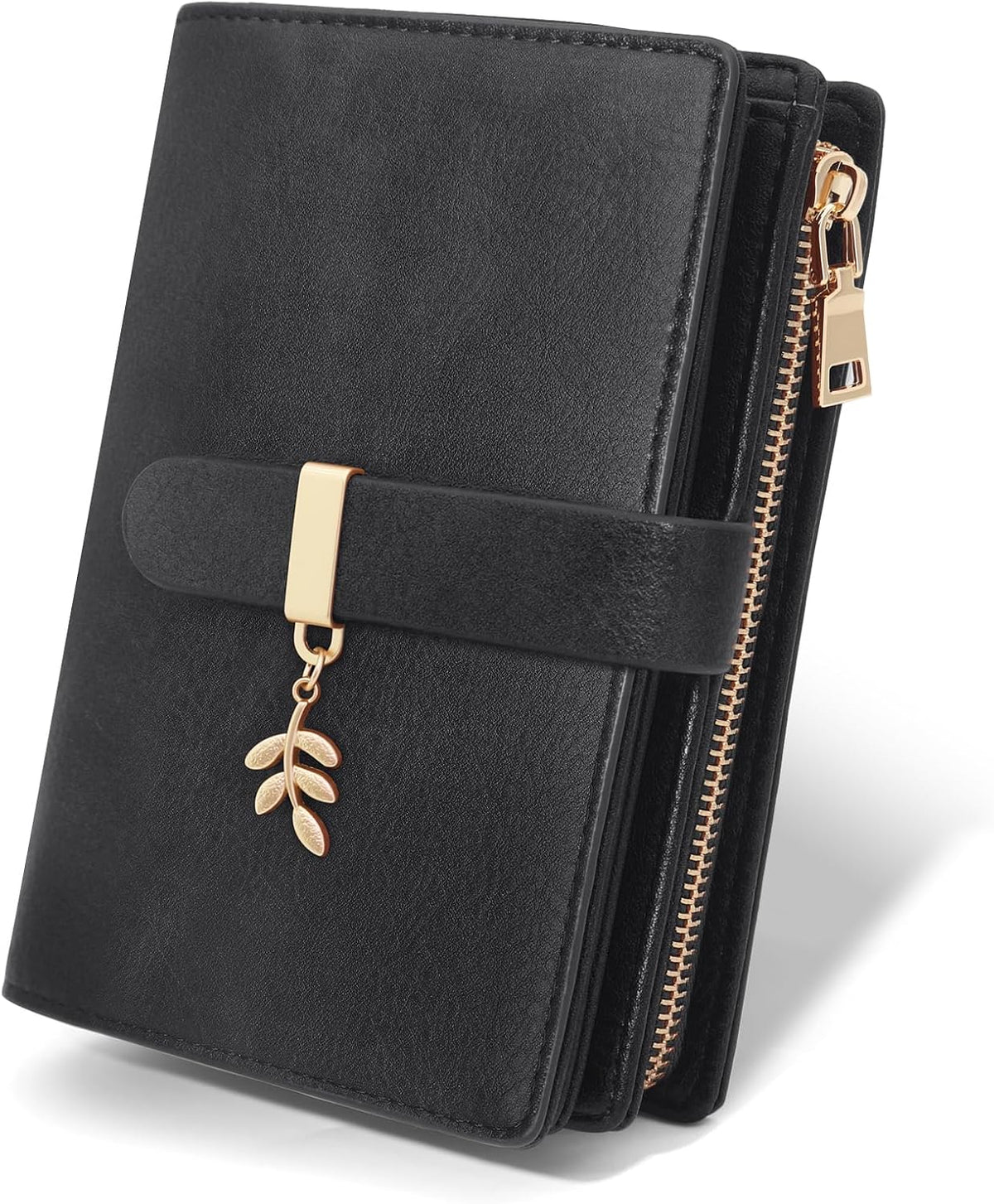 RFID Blocking Trifold Wallet for Women PU Leather Credit Card Holder Black