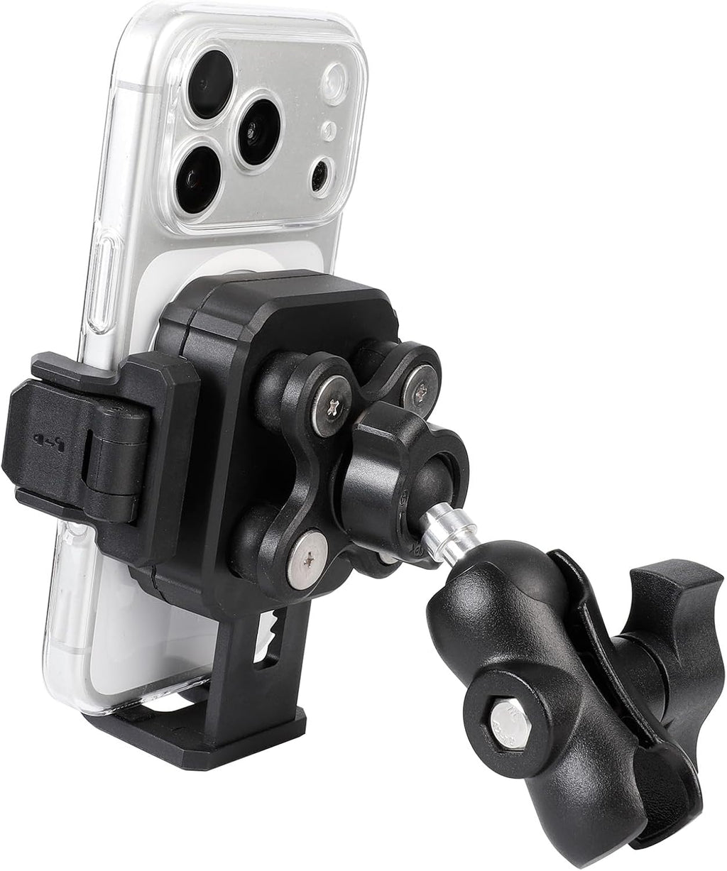 1" Ball Phone Mount Holder with Vibration Dampener ＆ 2.36" Short Double Socket Arm, Compatible with RAM B Size Mounts, Fits 5-7.2'' Phones, for Motorcycle Bike Boat ATV UTV Car Truck