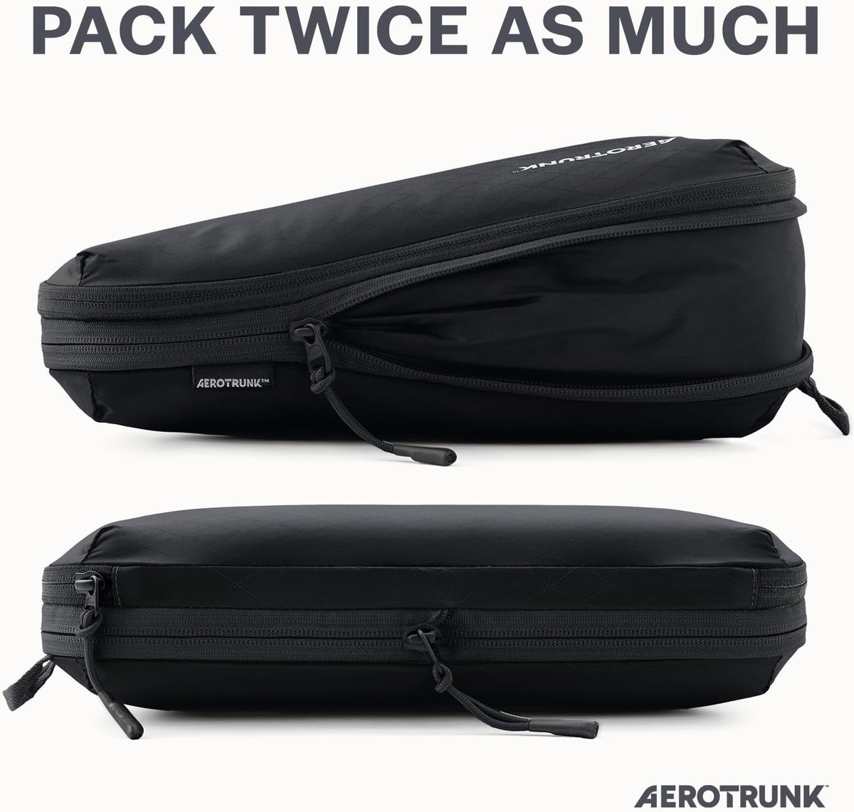 Aerotrunk Ultralight Compression Packing Cubes for Travel, 3-Pack, Black