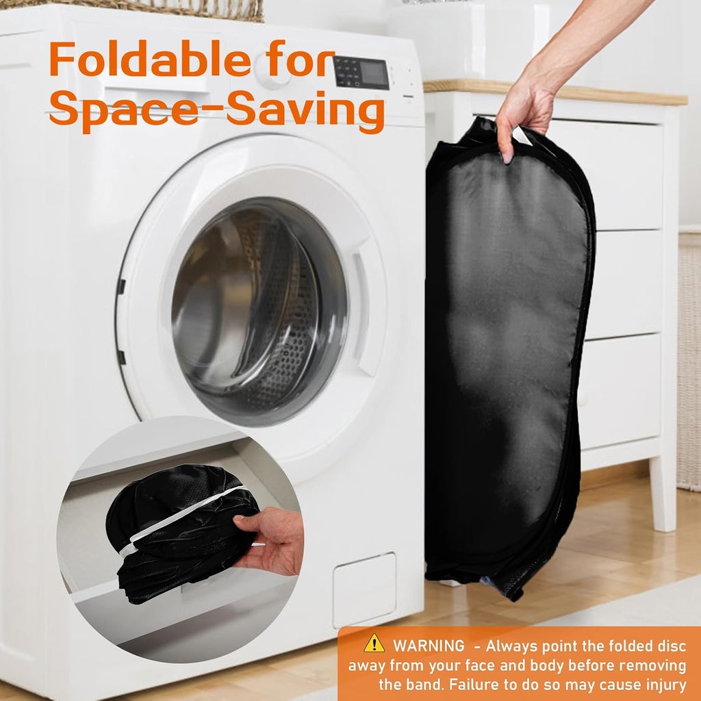 Foldable Laundry Baskets, Collapsible Mesh Laundry Hamper, Durable Pop Up Laundry Basket, 2 Compartments Clothes Hampers for Laundry, Easy to Carry & Sort for Dorm, Home, Kids Room, Travel Black
