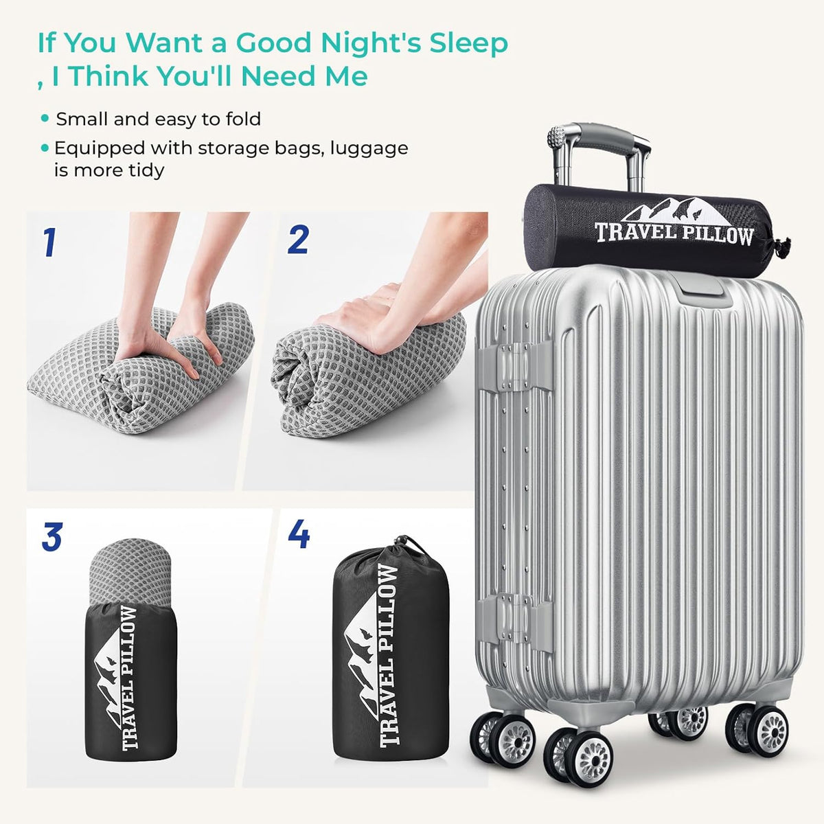 Travel Pillow Memory Foam Pillows, Camping Pillow