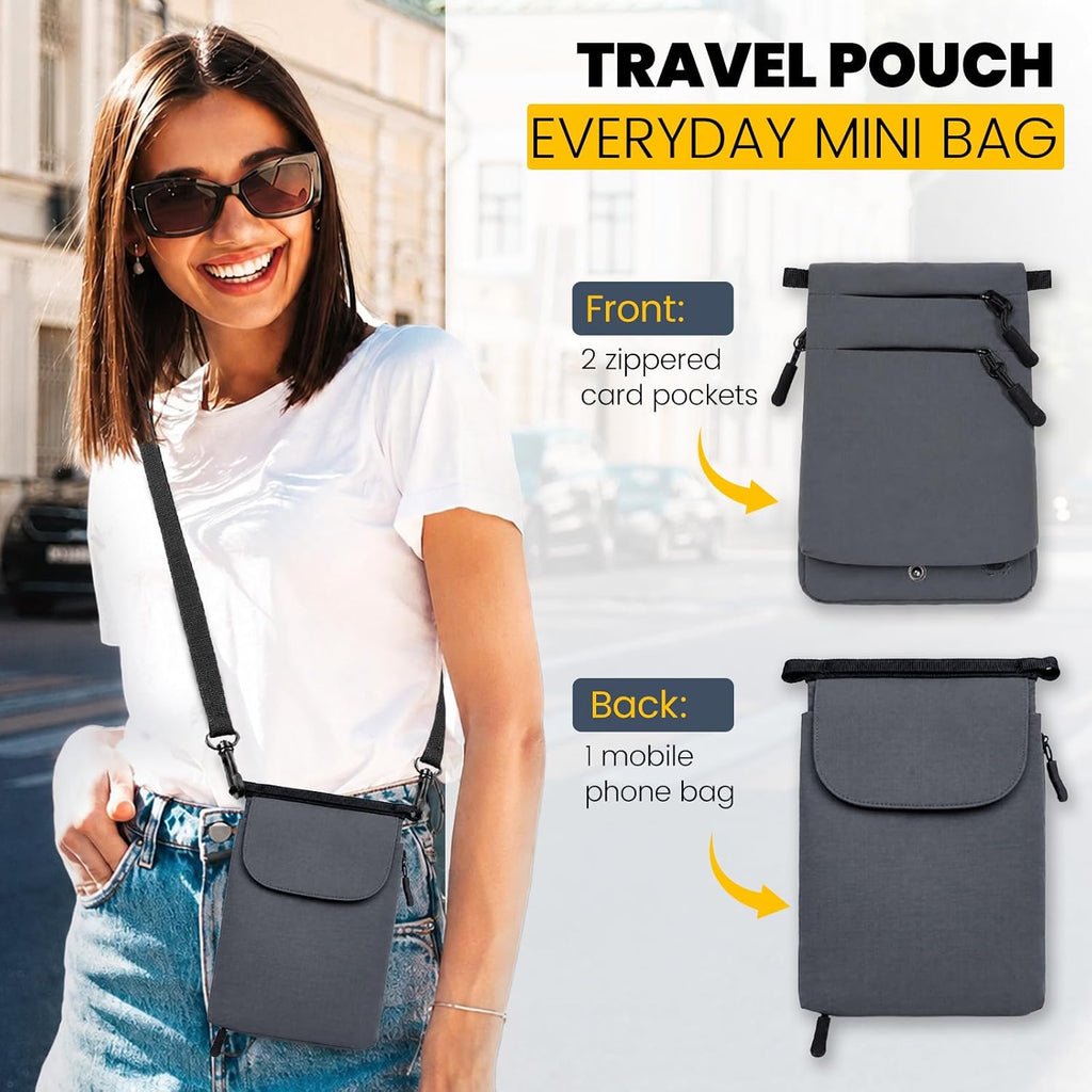 RFID Blocking Passport Holder for Travel Women Wallet Suit Single & Couples, Travel Essentials Neck Wallet with Adjustable Strap and Multi-Pocket Document Organizer Men for International Travelers