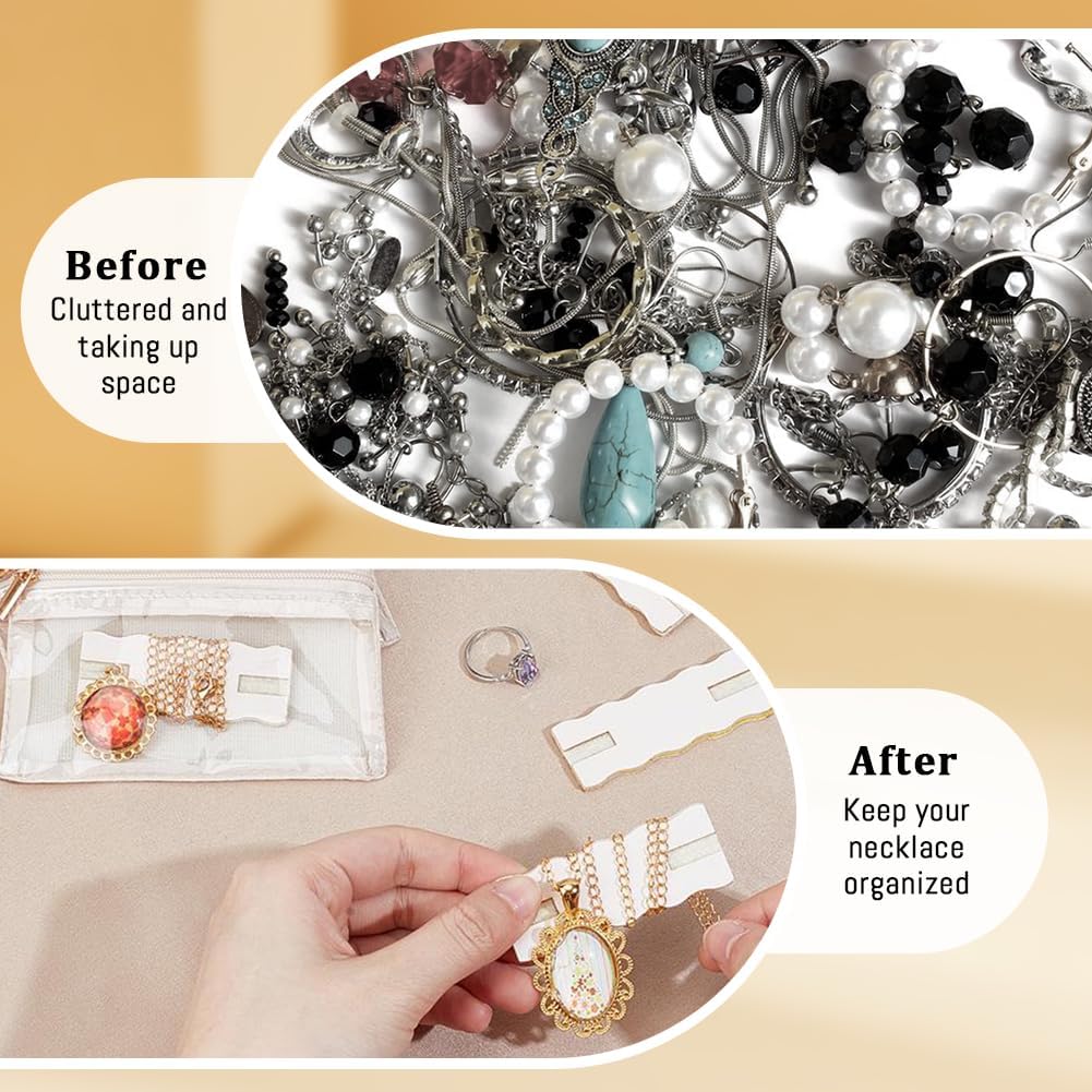 OLYCRAFT 10Pcs Linen Portable Tangle-Free Jewelry Organizer with 4Pcs Bags Tangle-Free Necklaces Organizer Necklace Card Holder Universal Jewelry Storage Case for Home Travel Chain Necklaces Storage