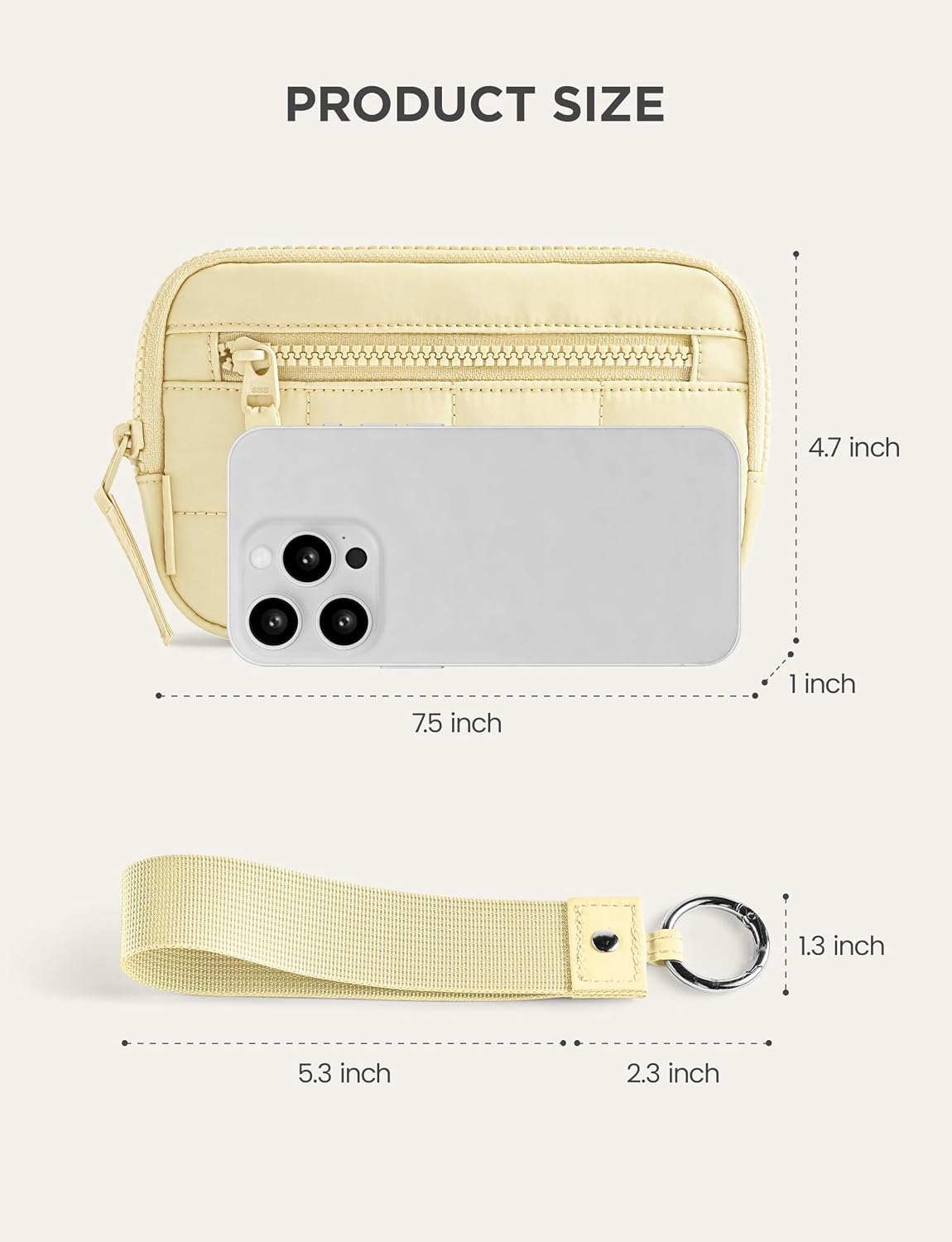 Uselike Womens Wallet Card Holder Purse with Zipper Quilted Phone Wallet RFID Blocking Small Wristlet Wallets for Everyday, Travel (Clear Yellow, Small)