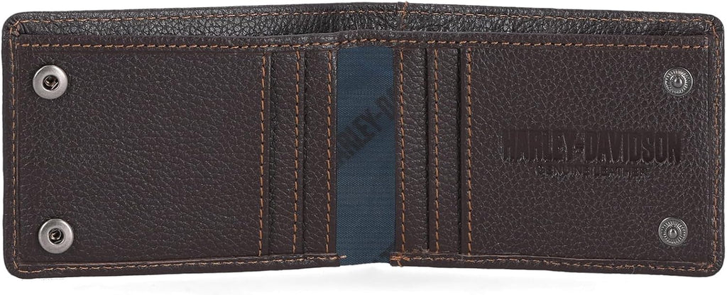 Harley-Davidson Men's Genuine Leather Rfid Blocking Billfold Slim Front Pocket Wallet