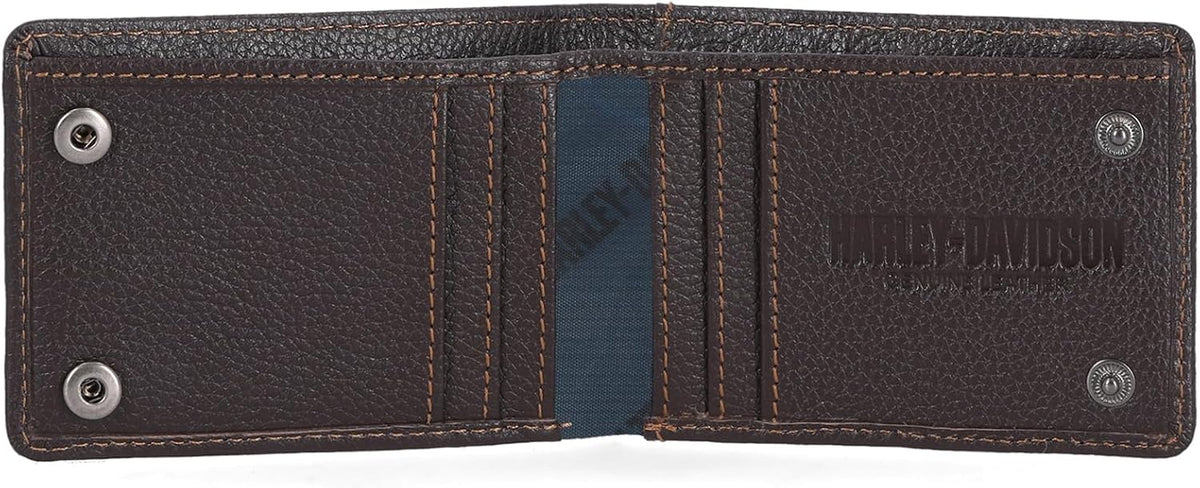 Harley-Davidson Men's Genuine Leather Rfid Blocking Billfold Slim Front Pocket Wallet