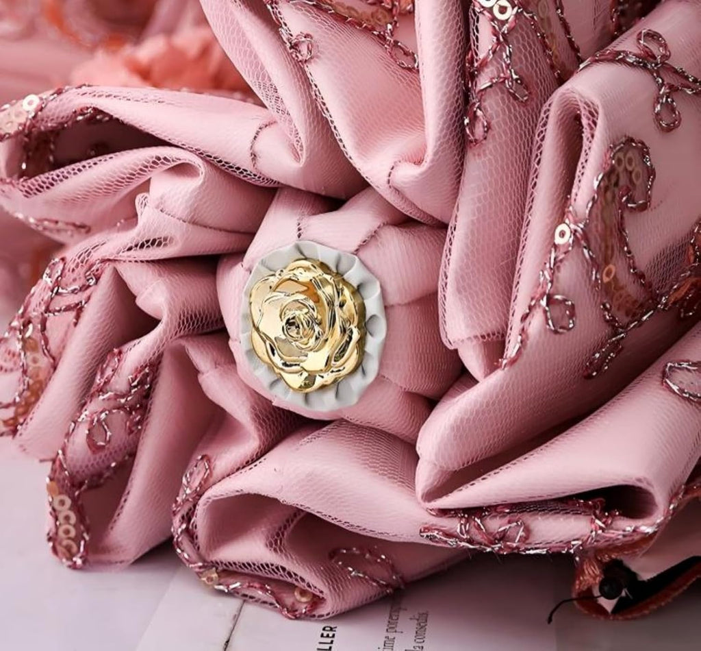 Foldable Lace Sun Parasol UPF 50+ UV Protection Flower Embroidery Vintage Umbrella