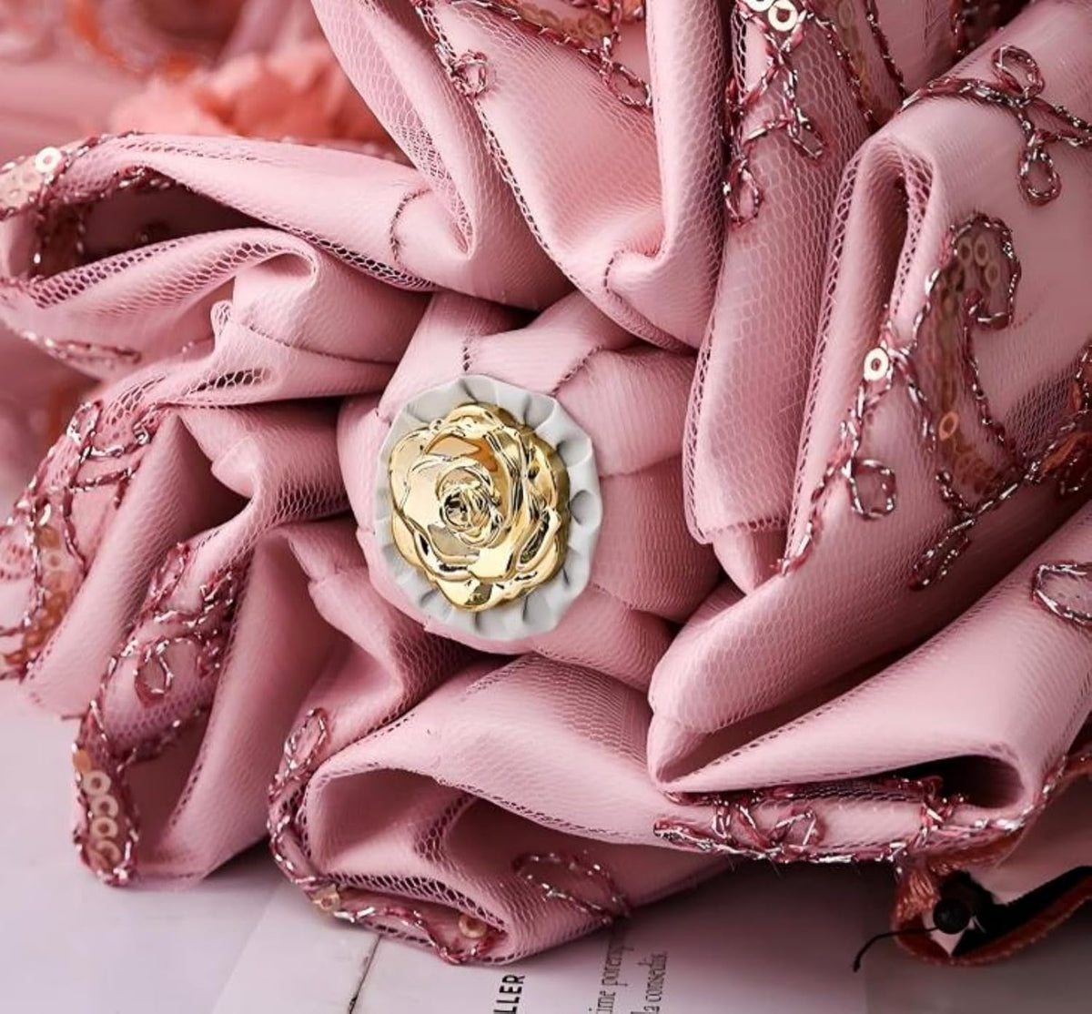 Foldable Lace Sun Parasol UPF 50+ UV Protection Flower Embroidery Vintage Umbrella