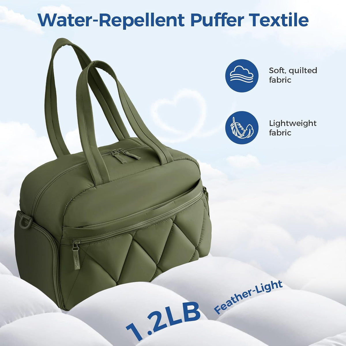 Women's Duffle Gym Bag, Carry-On Shoe Compartment for Weekender Overnight