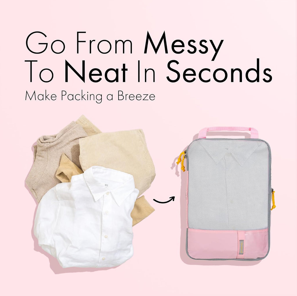 (Not Made In China) Compression Packing Cubes For Travel, Lightweight Organizer Bags for Suitcases and Luggage, 6pc set