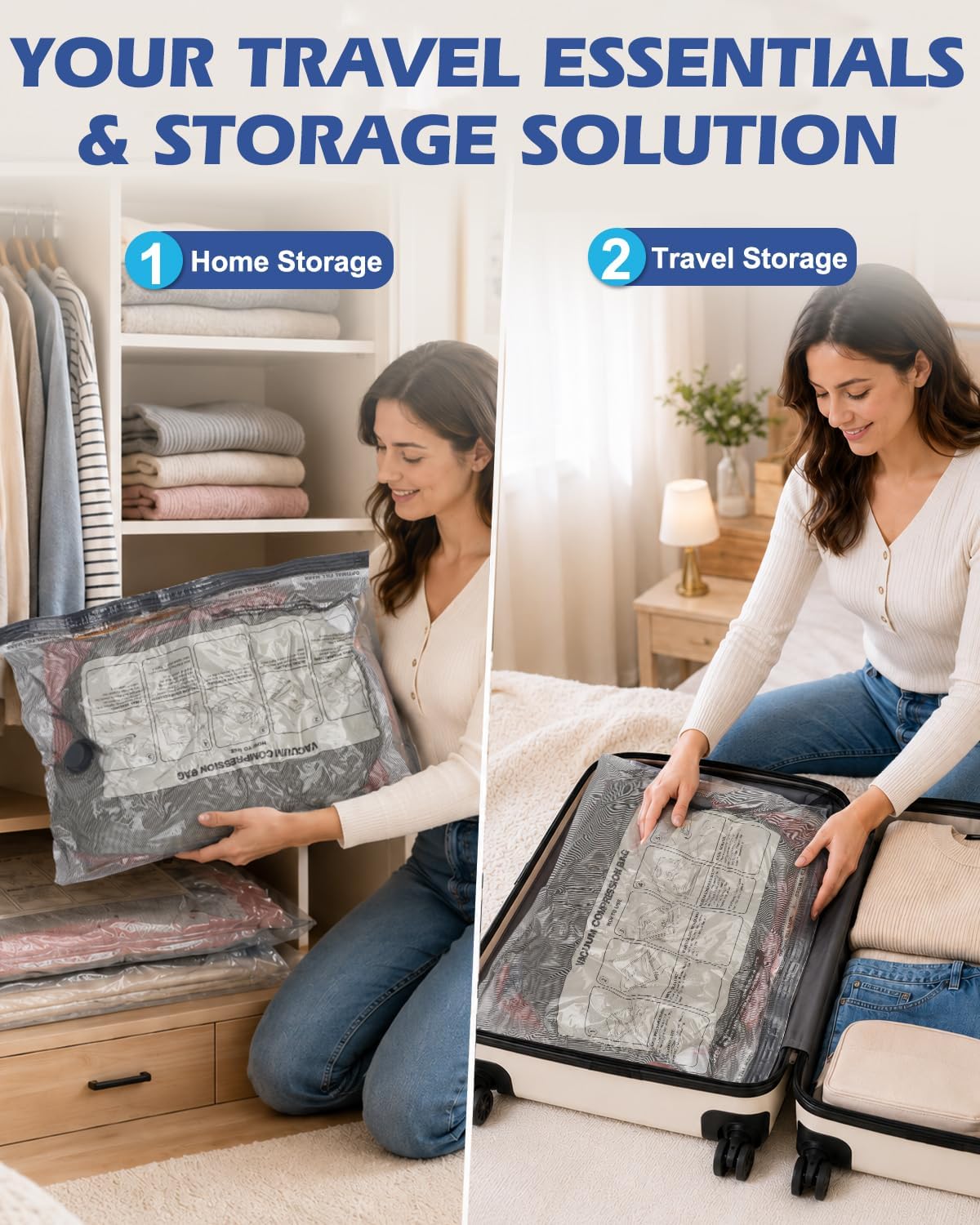 Fantictas Vacuum Storage Bags for Clothes, 18 Pack with Electric Pump