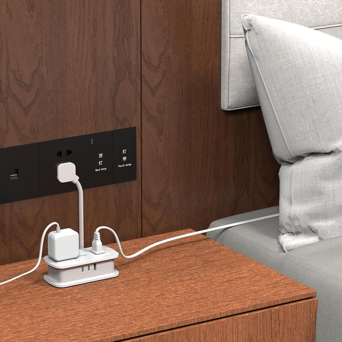 POWSAF Cruise Essentials 4-Ft Travel Power Strip with 4 Outlets and 3 USB Ports (2 USB C), Non Surge Protector for Cruise Ship, Travel Essentials, Home Office, ETL Listed, White