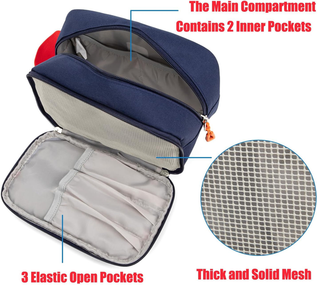 Kids Toiletry Bag for Travel With Carry Handle, Dark Blue