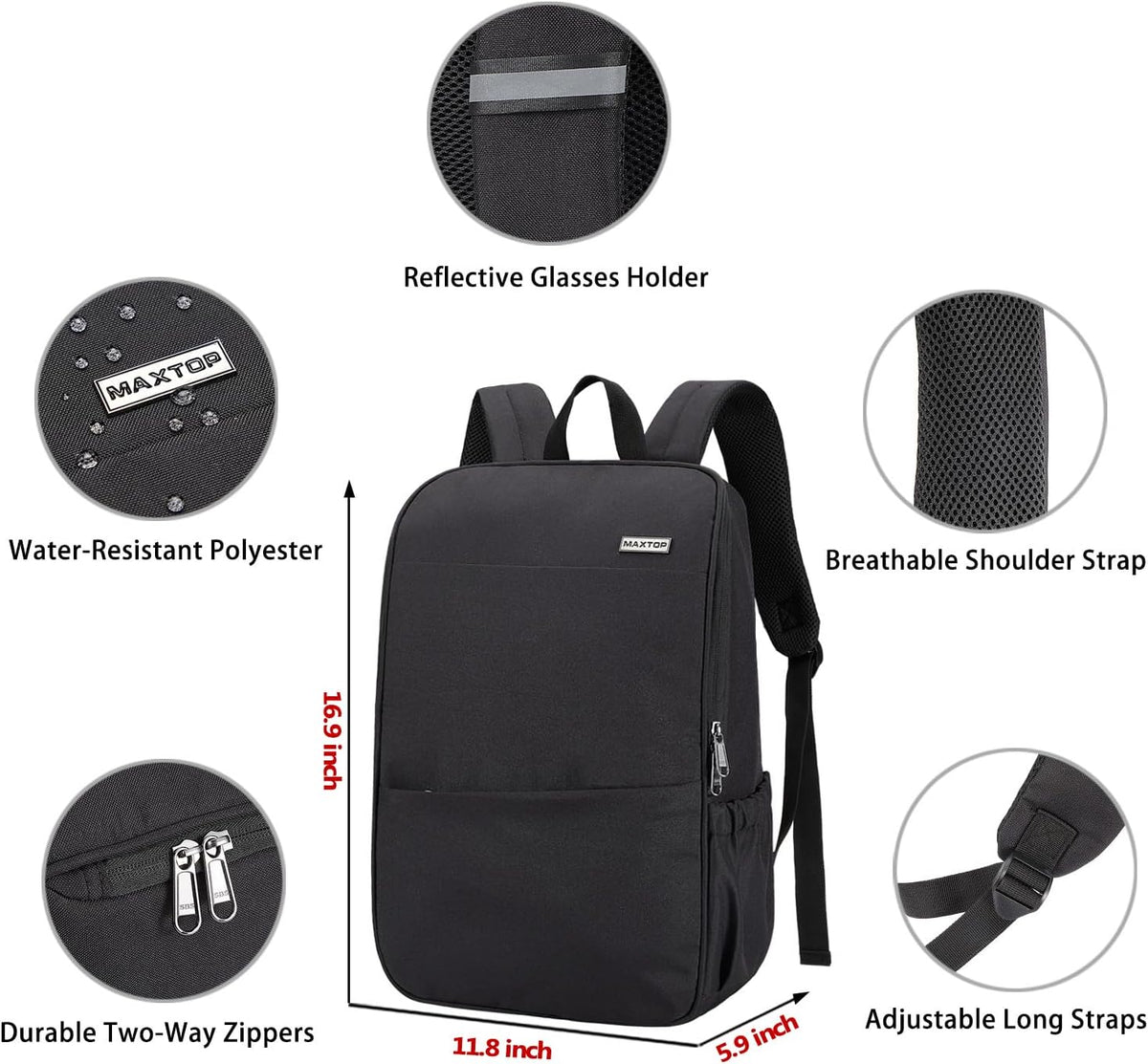 MAXTOP Deep Storage Laptop Backpack Business Anti-theft Backpacks[Water Resistant] College Computer Bookbag Fits 15 Inch Laptop Black