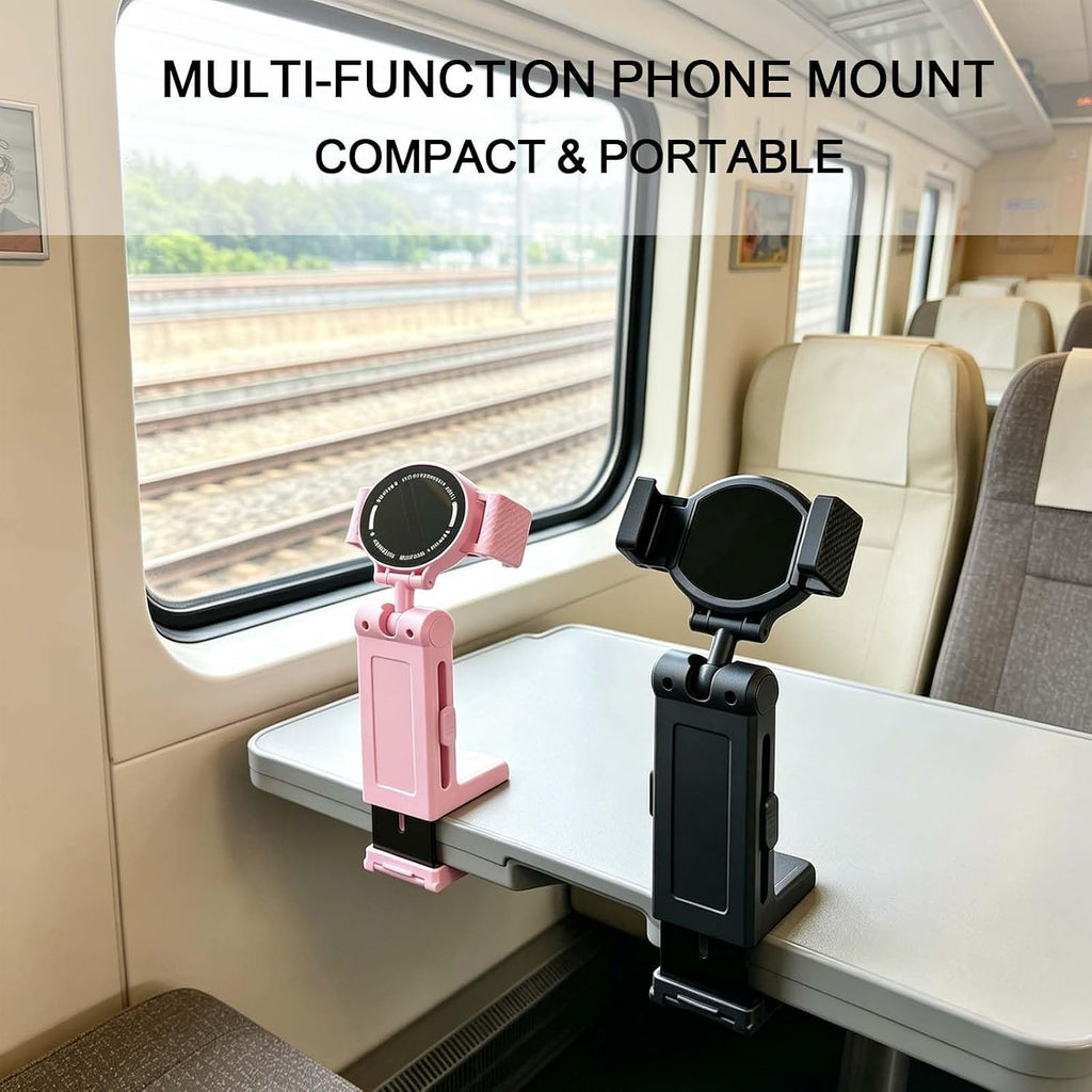 Airplane Travel Essentials Phone Holder for Desk,Magnetic Phone Holder with Clip, 360° Rotation, Travel Essential Mount for Airplane for Airplane, Travel Must Haves Phone Stand for Desk, Tray Table