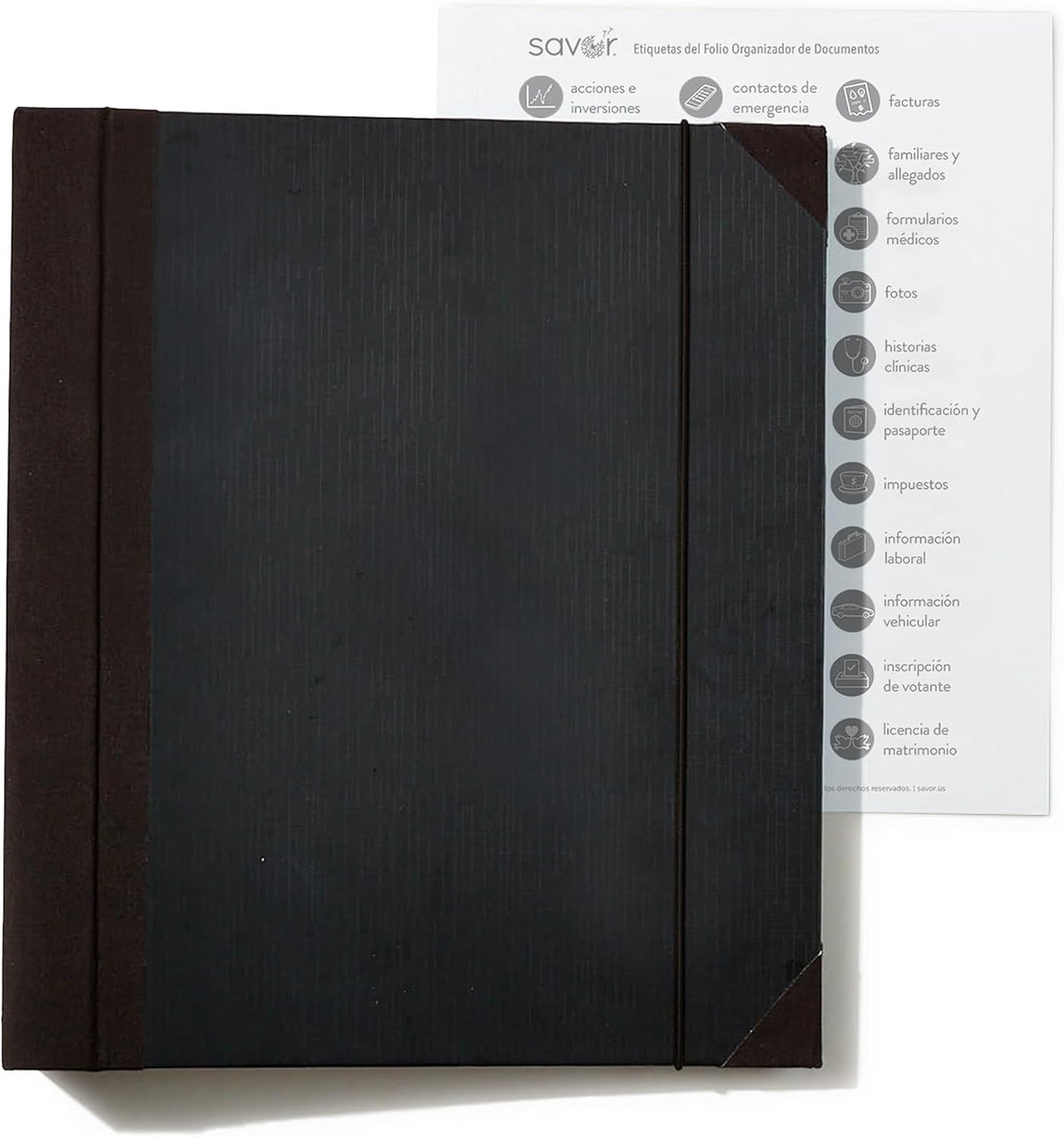 Savor Folio Organizador de Documentos en Español, Carpeta de Emergencia