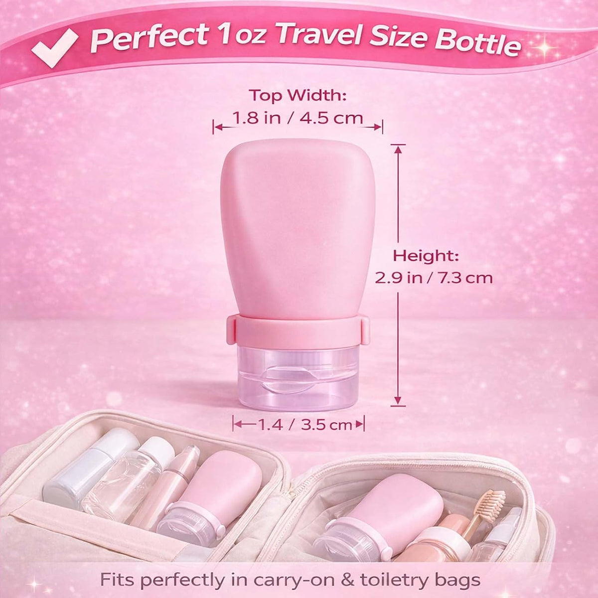 1 oz Travel Bottles, Leakproof Silicone Squeeze Bottle Mini Travel Size Container for Toiletries Lotion Shampoo and Conditioner Liquid Salad Dressing to go Condiment, TSA Approved, 4 Pack
