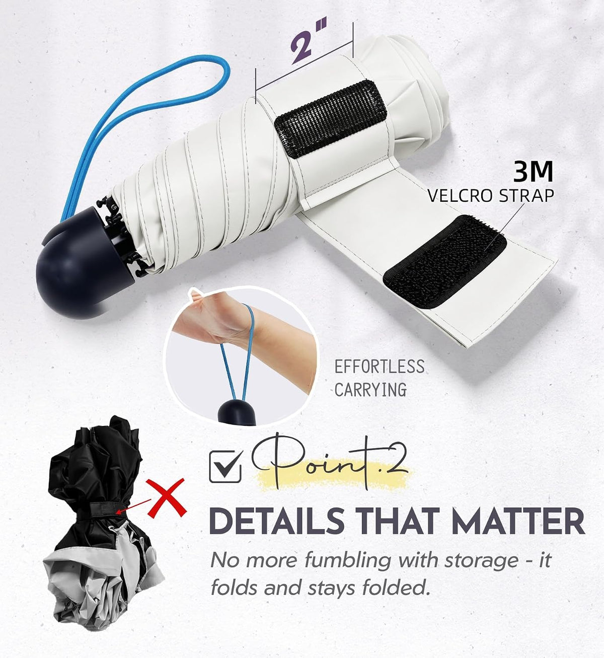 Umbrella Travel Size Mini Compact for Rain, UPF 100+ UV Protection