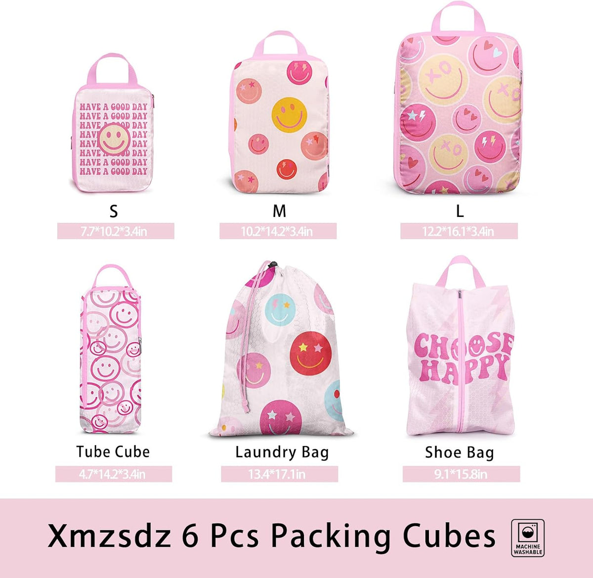 6 Pcs Compression Packing Cubes, Packing Cubes for Travel, Waterproof Luggage Organizer Bags Set, Cute Packaging Cubes for Women Kids Backpack Carry-Ons