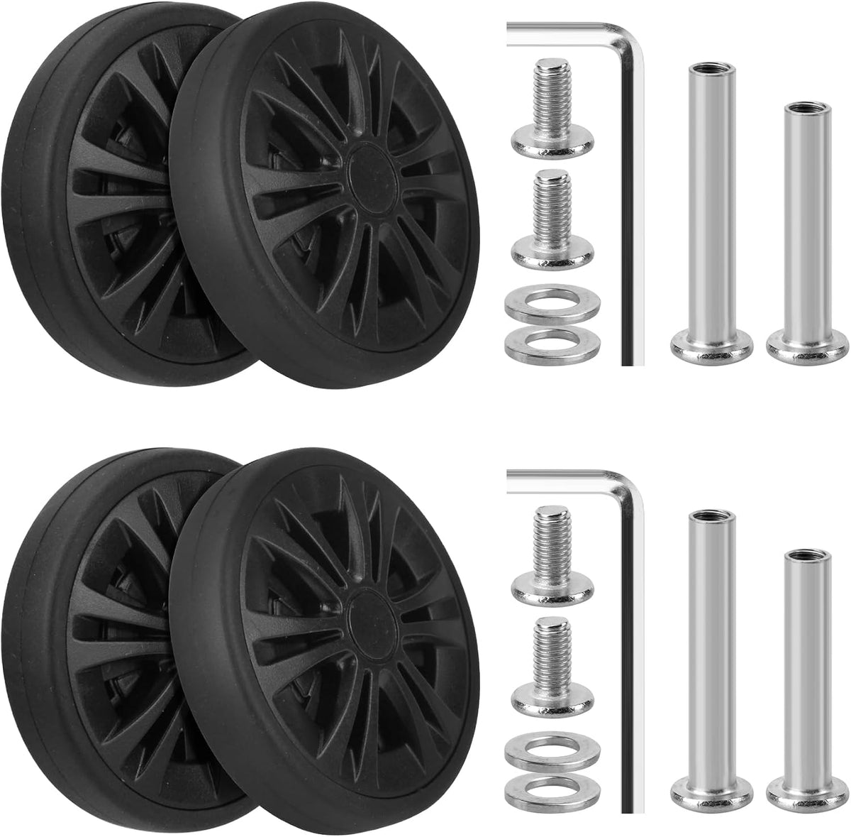 4Pcs OD55mm Rubber Swivel Caster Wheels, Suitcase Replacement Kit A38