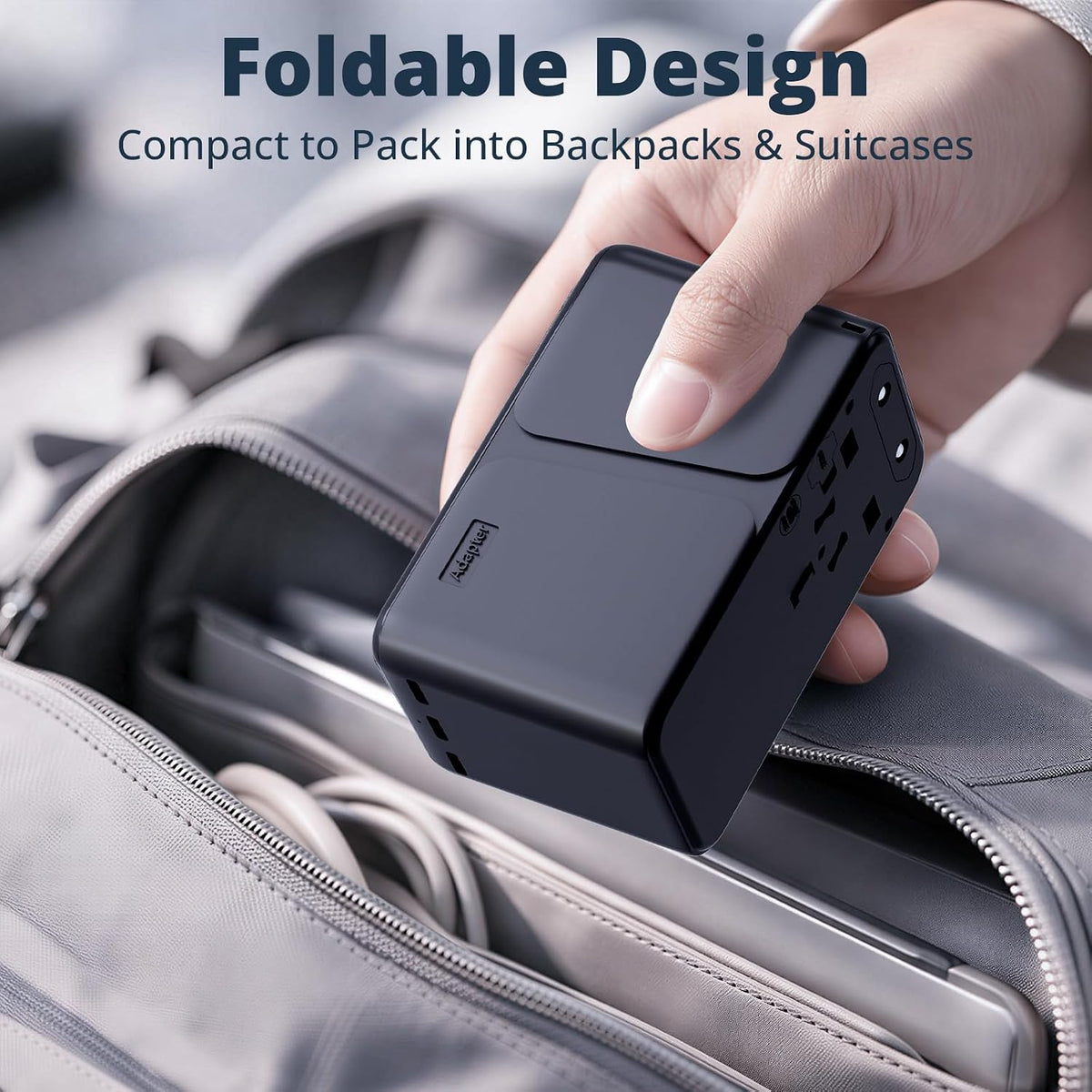 35W GaN Universal Travel Adapter with Retractable Type-C Cable,5-in-1Port International Power Adapter (1USB-A + 4 USB-C), Universal Power Adapte for Travel Essentials Plug for EU/UK/US/AU Plug