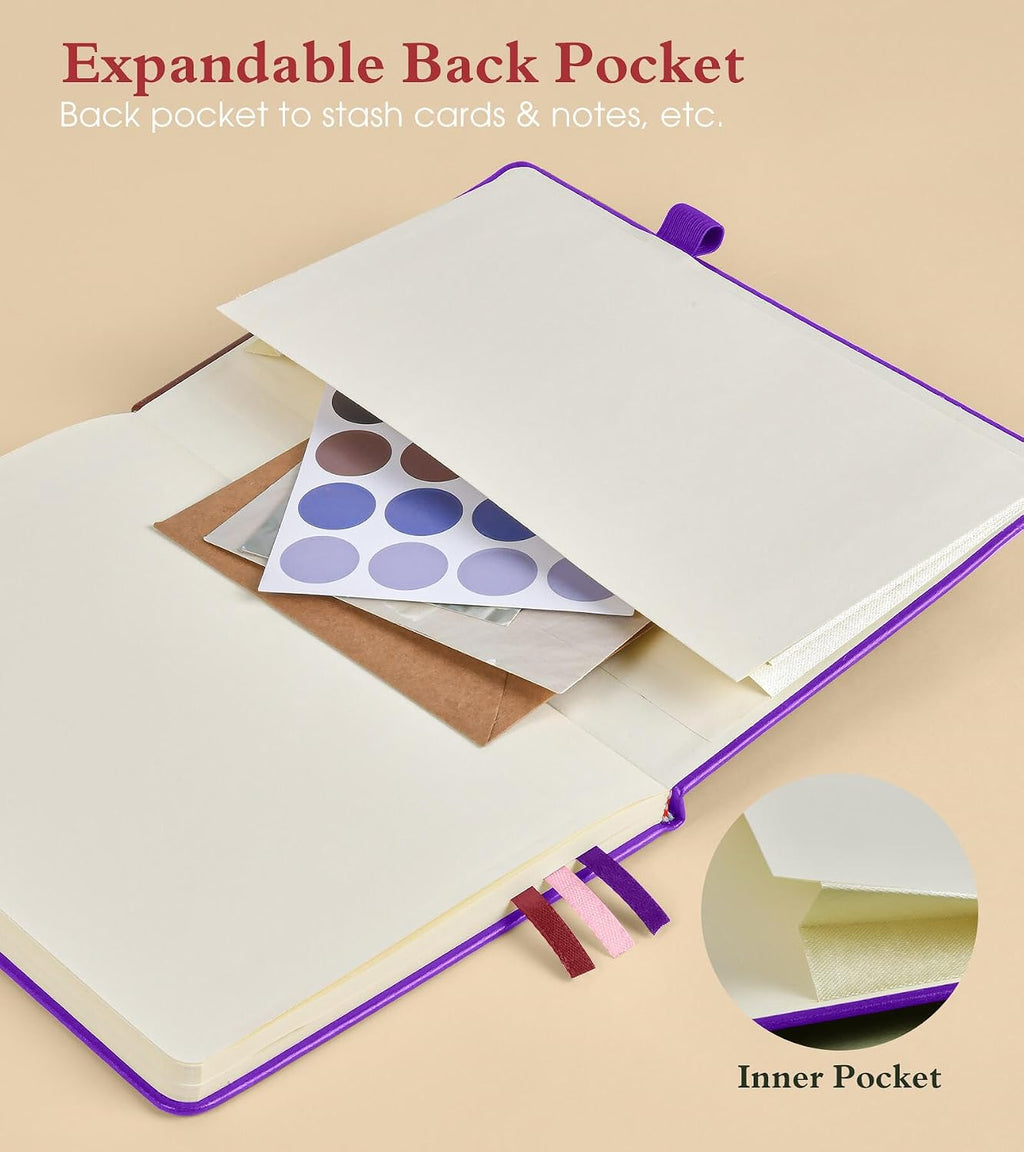 PAIBAS A5 Lined Journal, Leather Bound Notebook for Work & Travel 5.8"×8.5"