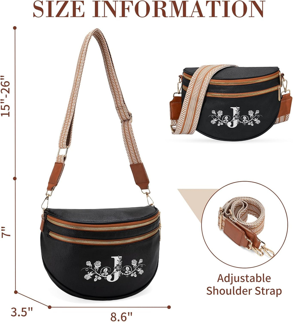 Viverte Personalized Gifts for Women Initial Bum Bags Pu Leather Crossbody Bags Letters Purses for Mom