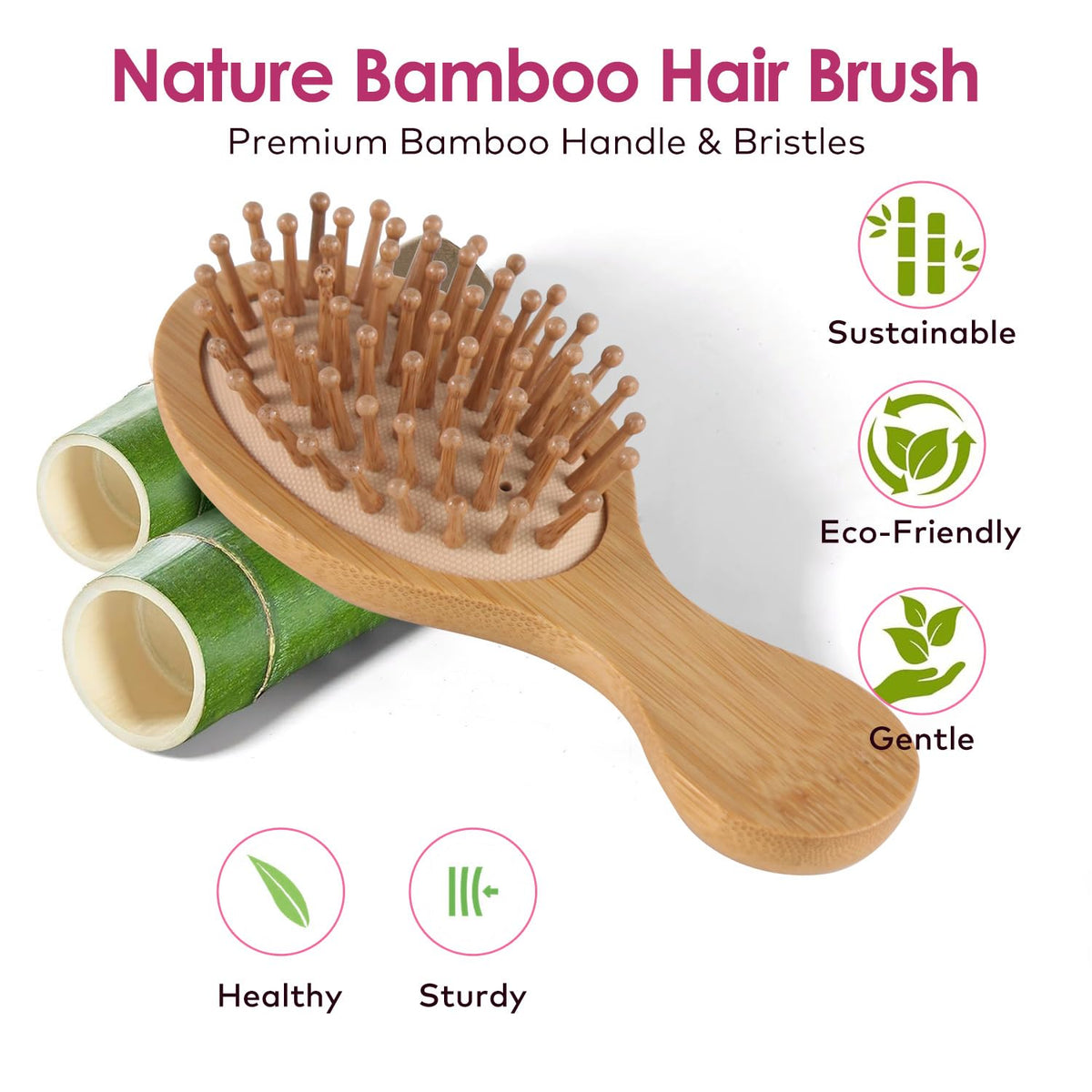 Travel Mini Sandalwood Hair Brush Comb for Women & Kids, Melous Wooden Bamboo Anti-Static Detangler Brush Massage Scalp Comb for Hair Growth