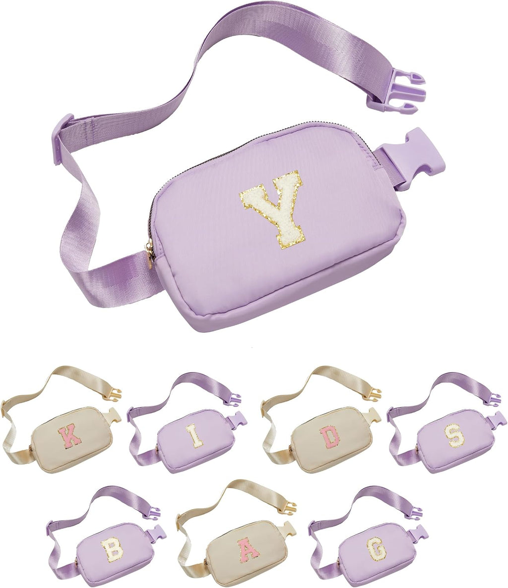 Kids Fanny Pack for Girls Initial Crossbody Belt Bag - Lavender: Letter Y