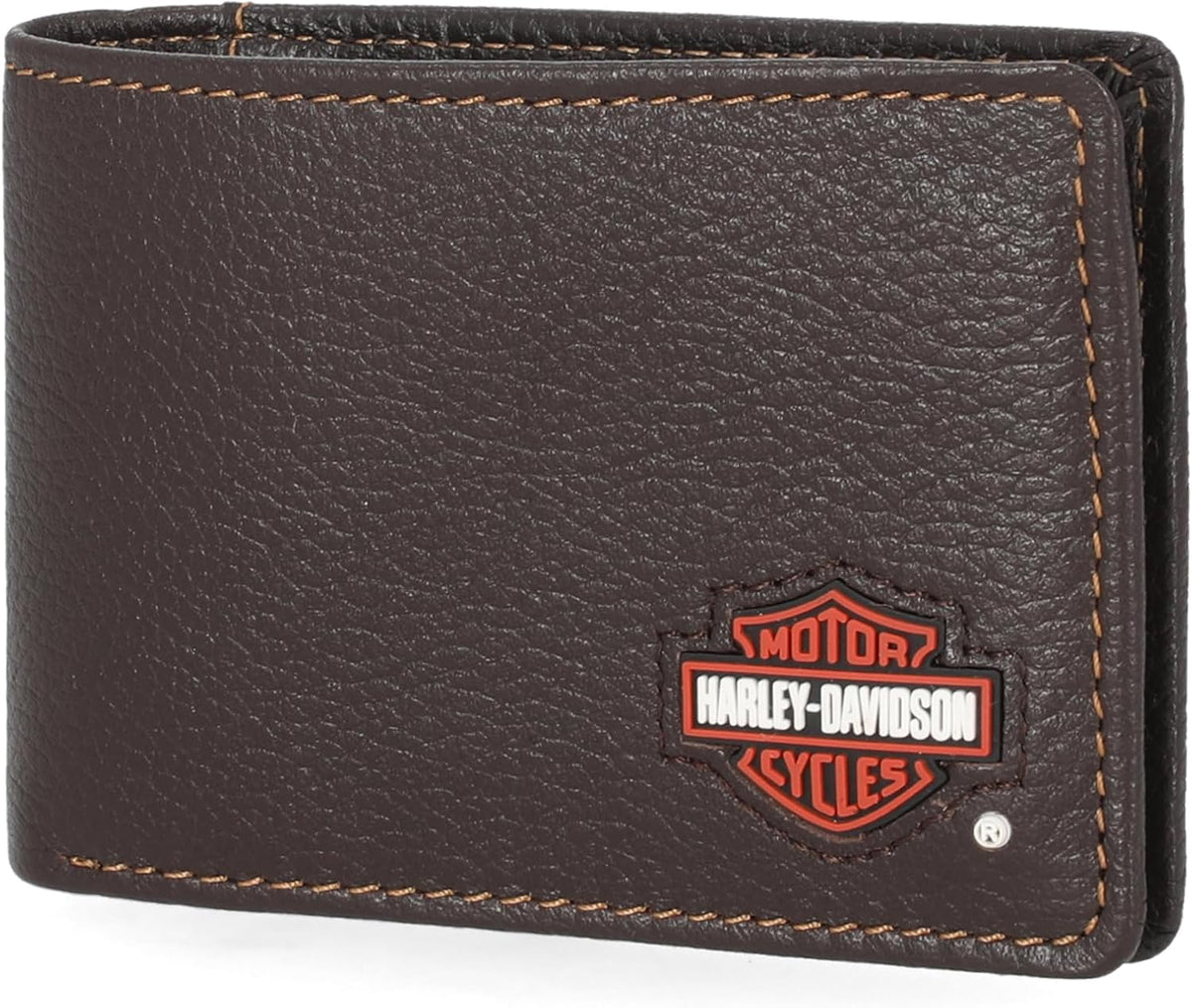 Harley-Davidson Men's Genuine Leather Rfid Blocking Billfold Slim Front Pocket Wallet