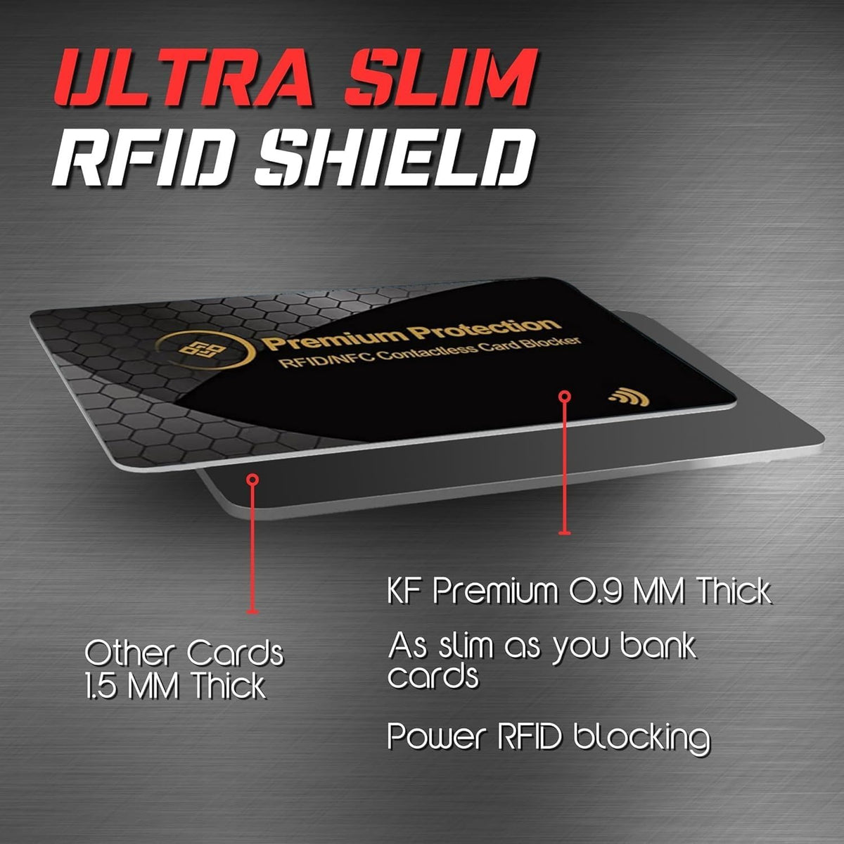 RFID Blocking Card (2 Pack) - 0.9mm Ultra Thin Debit & Credit Card Protector - One Card Shields Your Whole Wallet - Anti Fraud Contactless NFC Wallet Defender for Travel & Passport