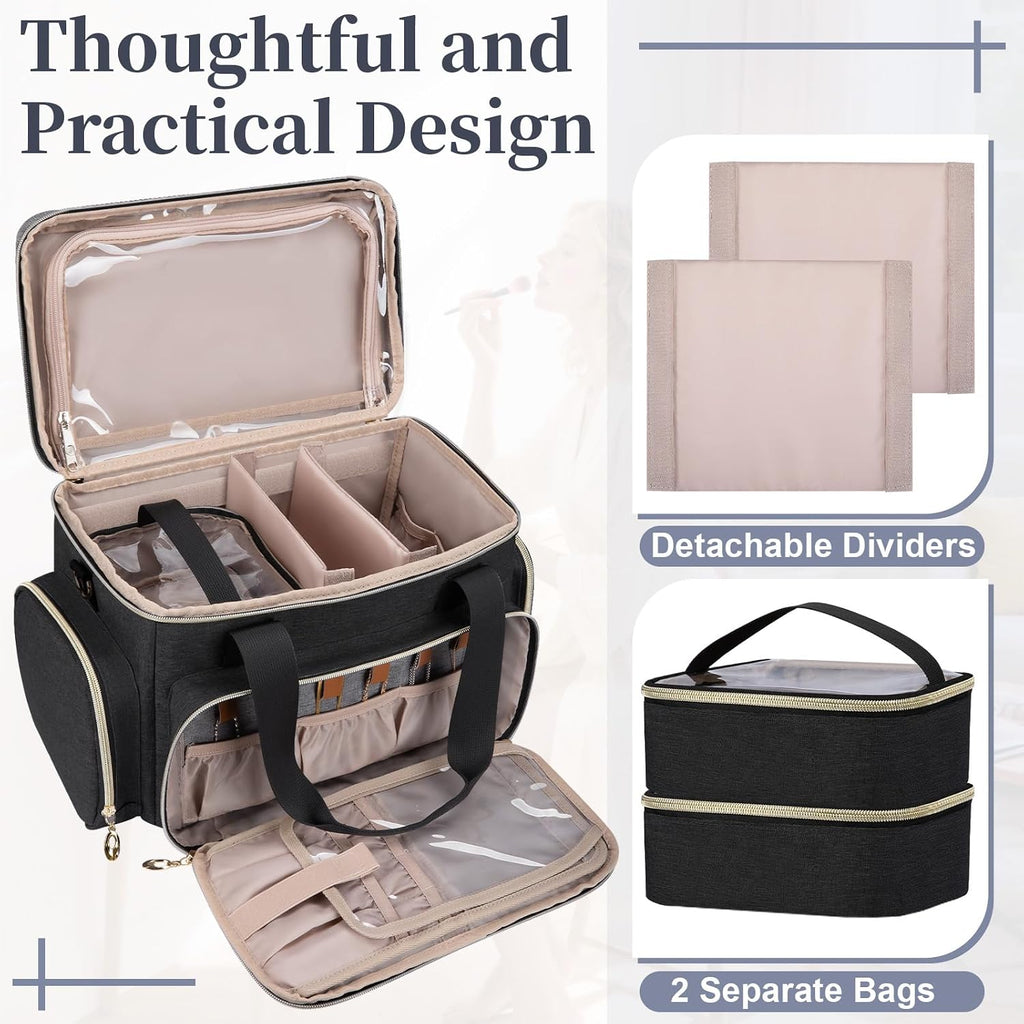 GDNasist Large Makeup Bag, Portable Travel Makeup Bag Organizer