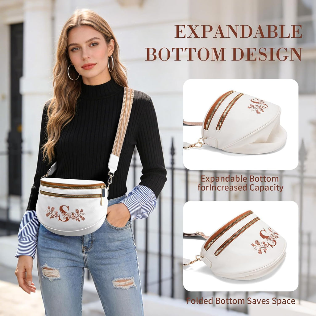 Viverte Personalized Gifts for Women Initial Bum Bags Pu Leather Crossbody Bags Letters Purses for Mom