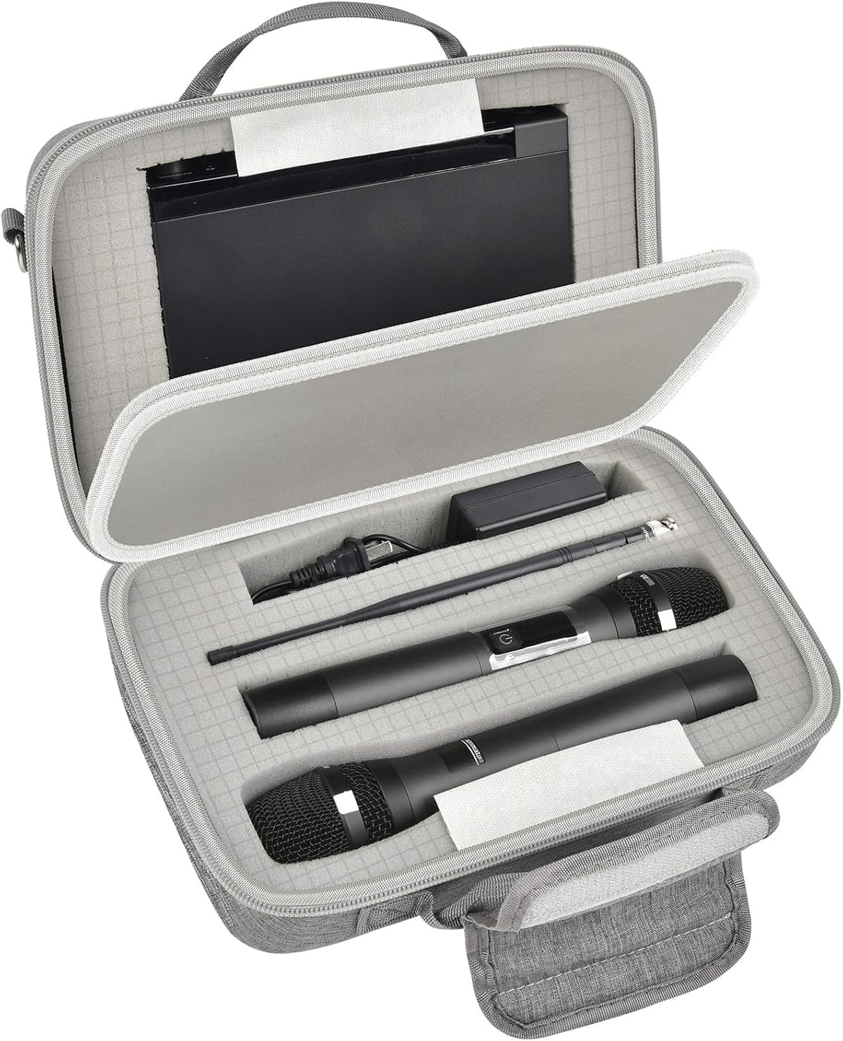 ANKHOH Hard Case for JBL Wireless Microphone,2 Mics and Receiver Grey