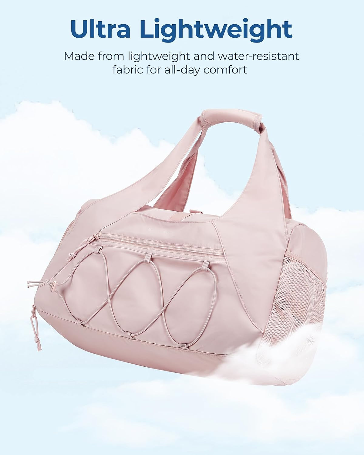BAGSMART Gym Bag for Women, Lightweight Duffel with Shoe Compartment, Tote Bag with Wet Pocket for Yoga Travel, Camel