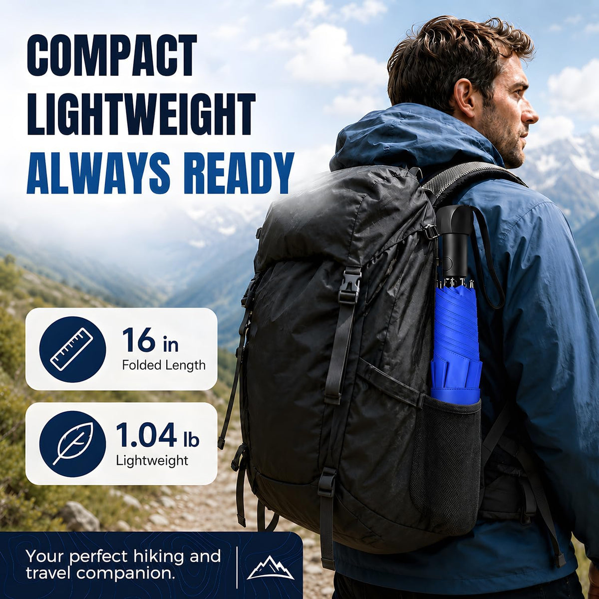 Collapsible Windproof Umbrella Travel - 42inch Auto Open & Manual Close