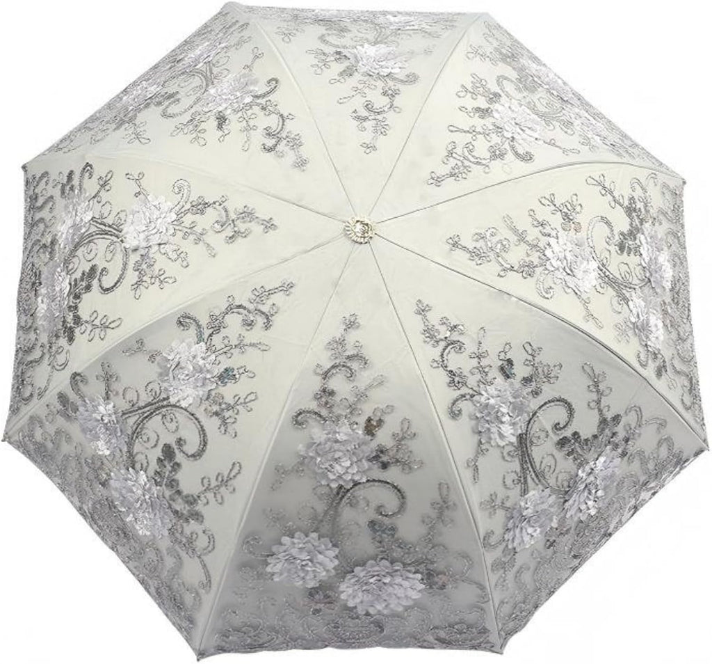 Foldable Lace Sun Parasol UPF 50+ UV Protection Flower Embroidery Vintage Umbrella