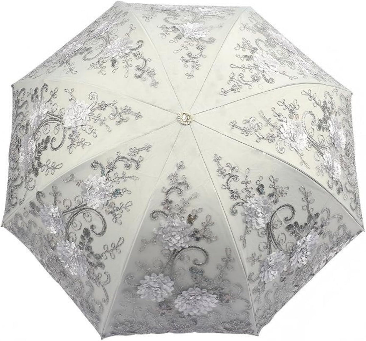 Foldable Lace Sun Parasol UPF 50+ UV Protection Flower Embroidery Vintage Umbrella