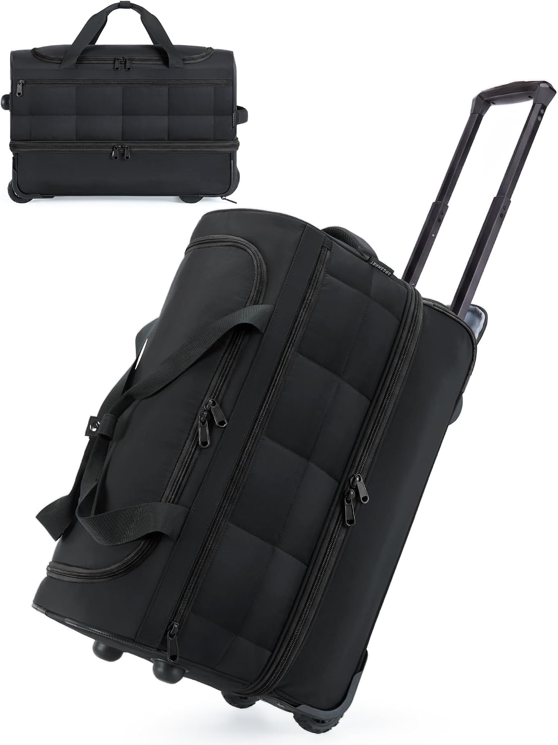 BAGSMART Rolling Duffle Bag with Wheels, Carry on Travel Bag, Black