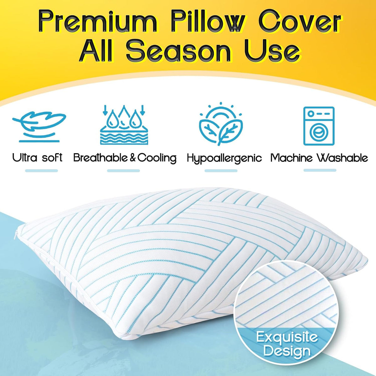 1 MIDDLE ONE Travel Pillow for Sleeping Camping, Memory Foam Small Pillow with Breathable Cover for Backpacking, Airplane, Car, 15.5 X 12 Inch