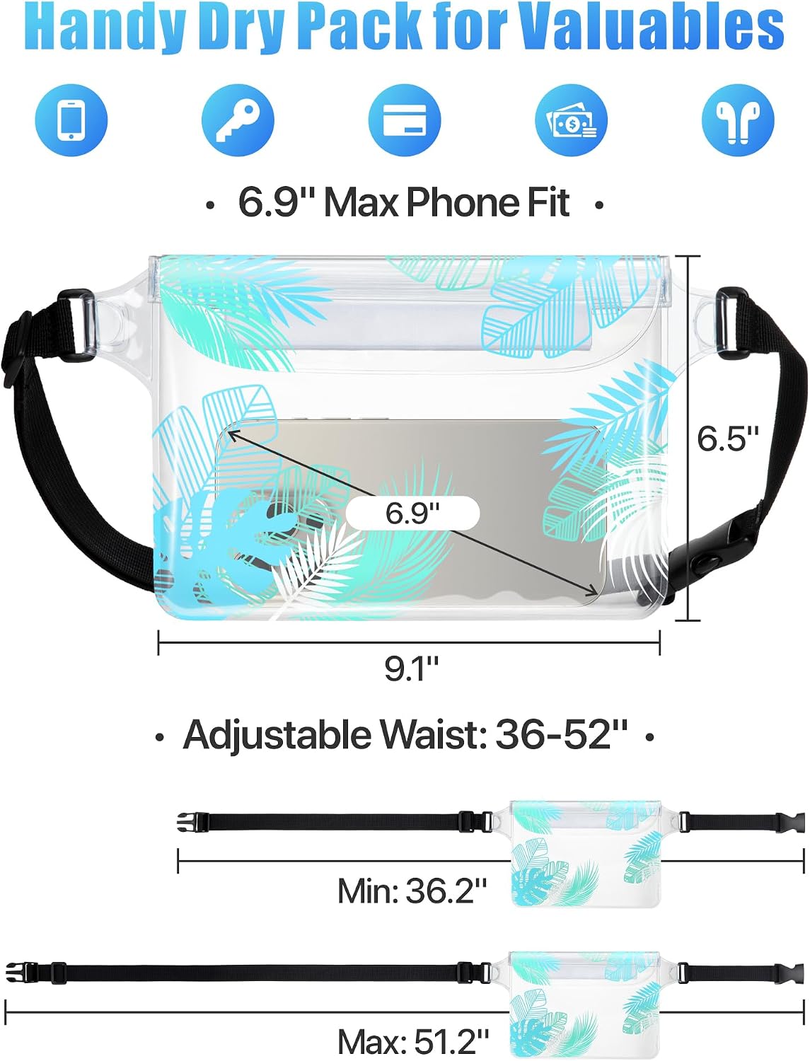 F-color Waterproof Fanny Pack - Waterproof Pouch, Beach Cruise Essentials