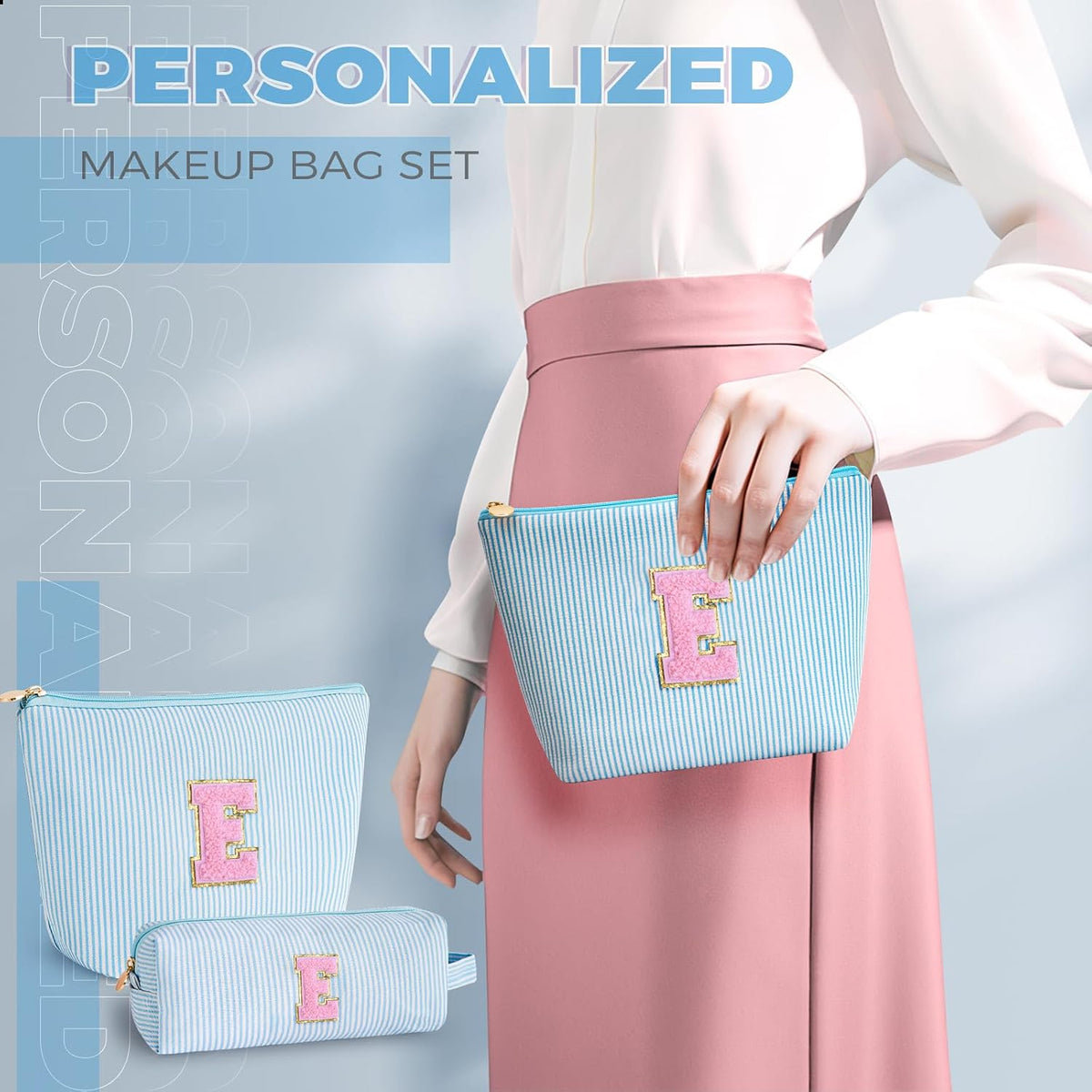 Gifts for Teen Girls Women - Birthday Gifts for 10 11 12 13 14 15 16 17 18 Years Old Girl,Makeup Bag Cosmetic Bag,Teacher Gift Trendy Stuff Toiletry Bag - Blue,E