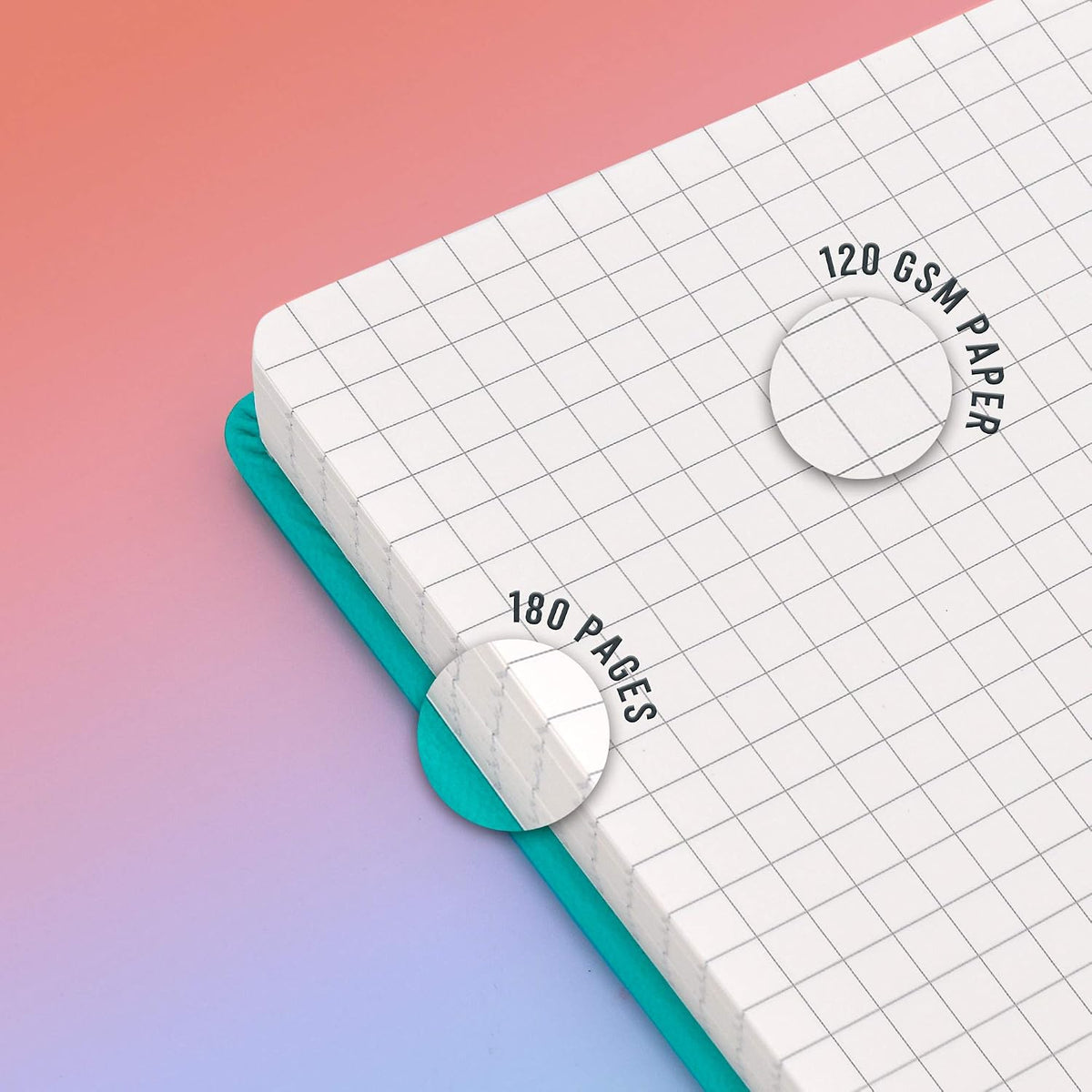 STATIONERY ISLAND Graph Paper Notebook, A5 Hardcover Grid Notebook with 120gsm Thick Paper, 180 Pages Square Grid Journal, Teal