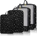 4 Set Packing Cubes Travel Luggage Organizers for Suitcase Travel Accessories for Women Girls Aesthetic Cute-Black Leopard Cheetah Pattern
